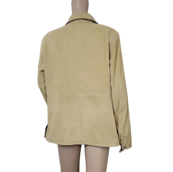 Outbrook Tan Rain Coat Large 12-14 Snap Button Front - Picture 5 of 7